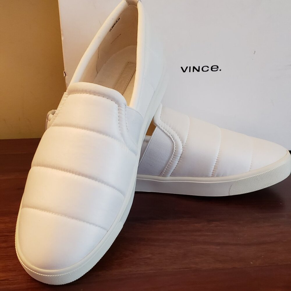 New Womens Vince "Blair" Quilted Slip-on Sneaker (White) Size US 9M (39)